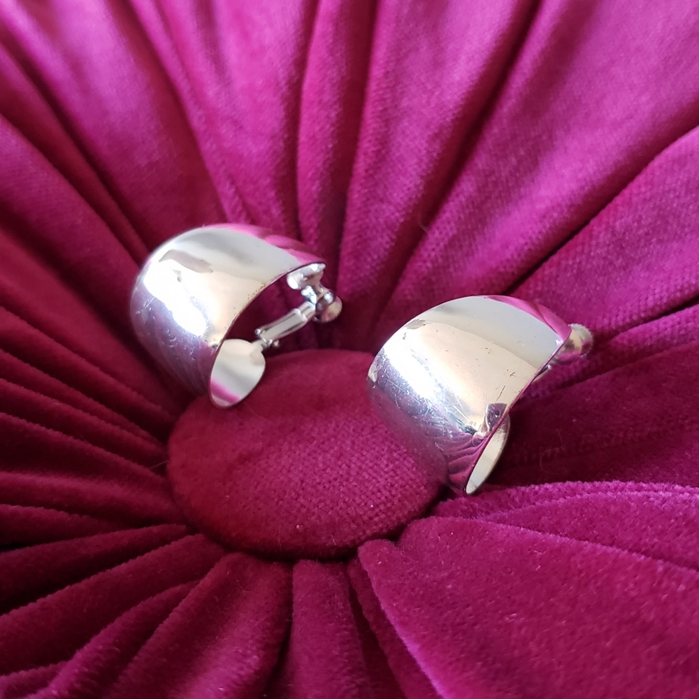 Silver Tone Screw Back Earrings